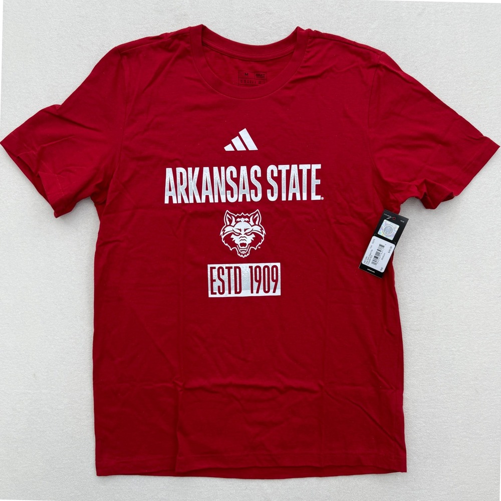 Adidas Mens M Medium Arkansas State Red Wolves ESTD‎ 1909 Mens T Shirt